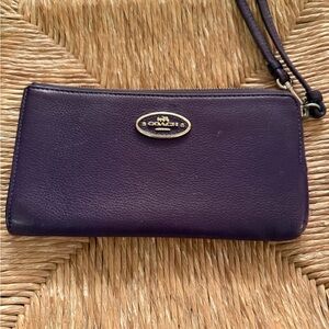 Coach Dark Purple Leather Wristlet